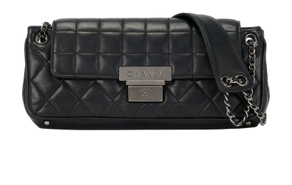 Accordion Flap Bag, &pound;1,300, Handbags, Black, Leather, Front view